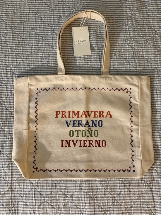 Sezane Handbags - Sezane x Lucia Vergara Canvas Tote Bag with Seasonal Multicolor